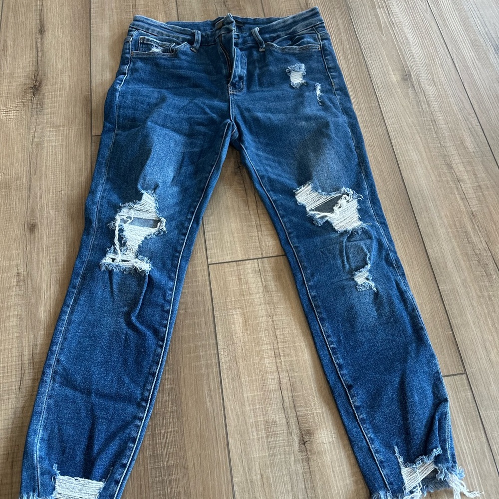 Flying Monkey Dark Blue Distressed Skinny Jeans